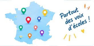 Carte de France illustrée avec des repères de radios d'écoles